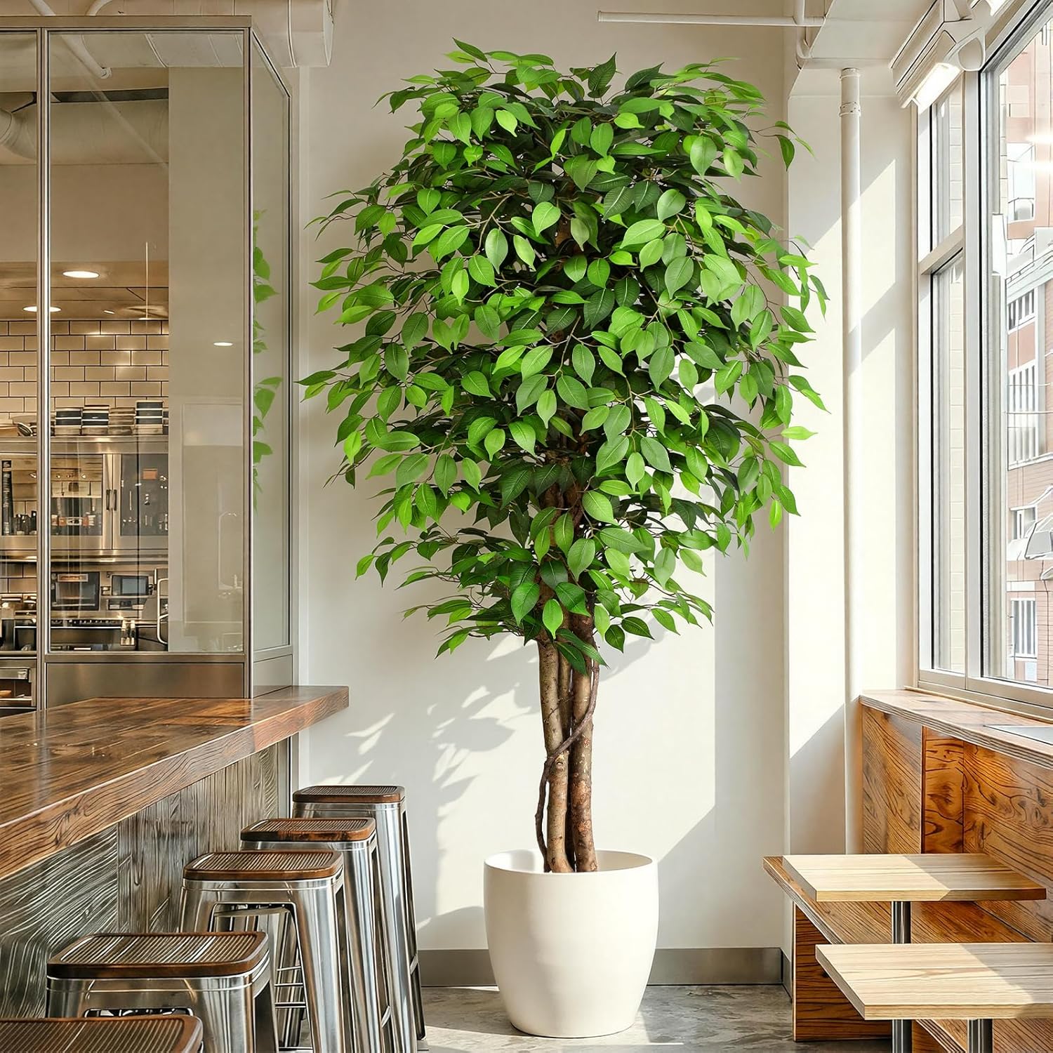 Ficus Lyrata Tree - شجرة التين الاصطناعية الواقعية ذات الجذع