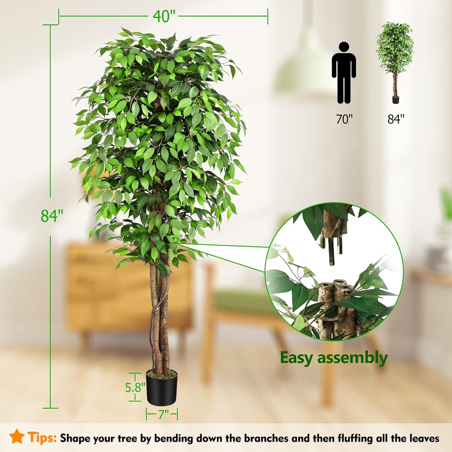 شجرة التين الاصطناعية الواقعية - مراجعة Ficus Lyrata Tree وسعره